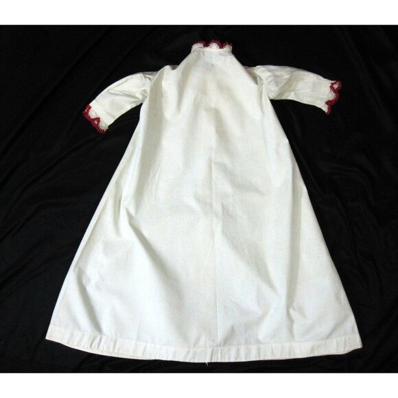 Antique Baby Dressing Christening Gown Red Embroidery Red Crochet Vintage 1920s - Picture 8 of 9